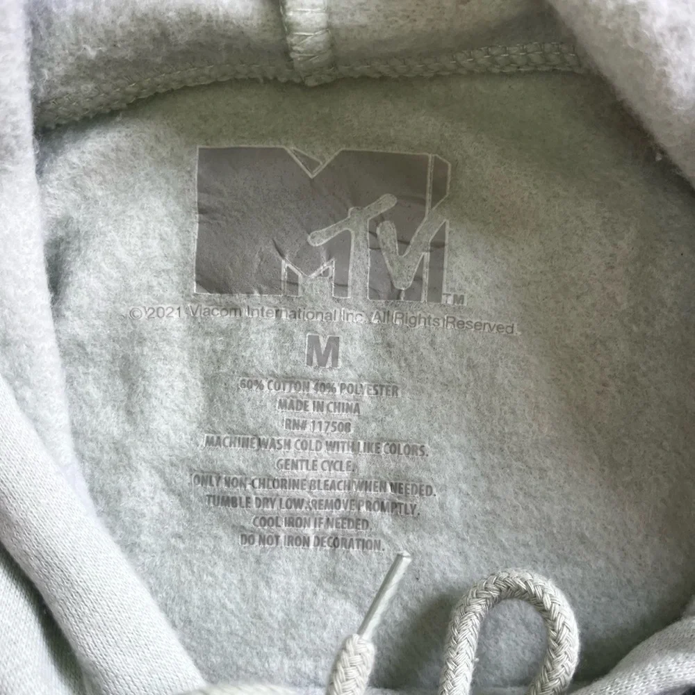 MTV Light Sage Green Holiday Hoodie Sweatshirt Christmas Women’s Medium